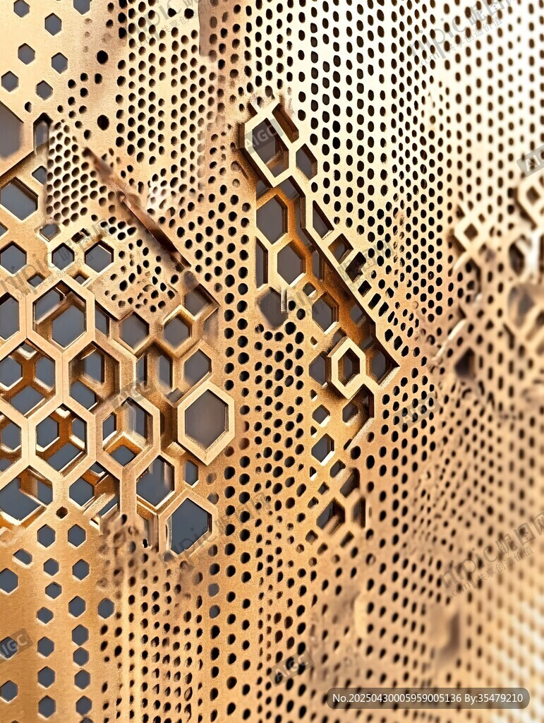 金色蜂窝状镂空金属装饰