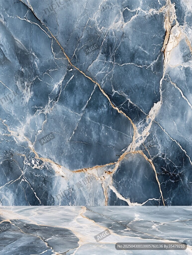蓝金大理石纹理背景图