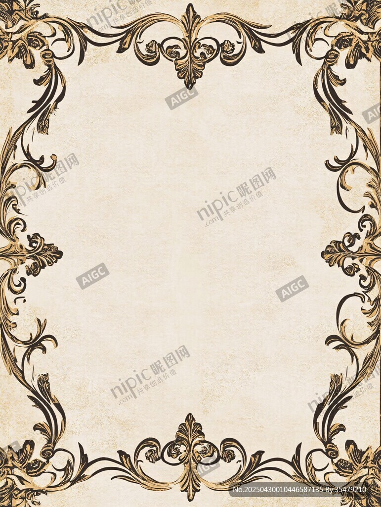 复古金色花纹边框背景图