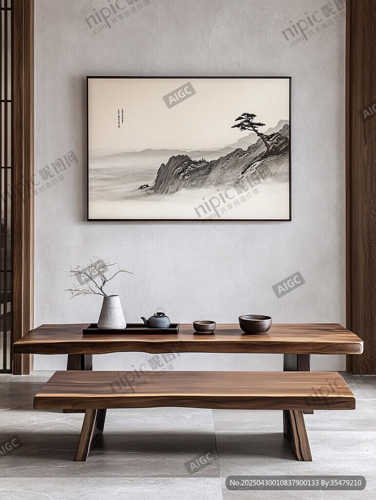 中式茶室的雅致山水氛围