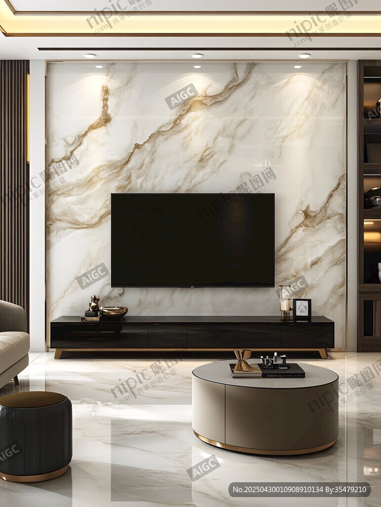 奢华大理石电视背景墙设计