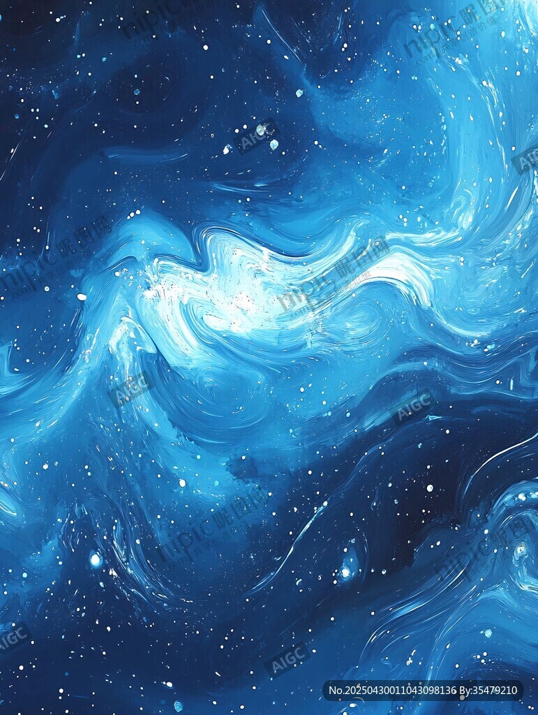 梦幻蓝色星空流体艺术画