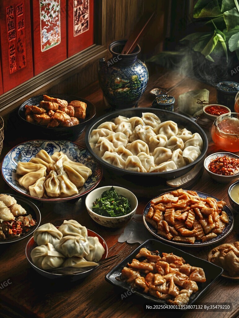 中式美味饺子与特色菜肴