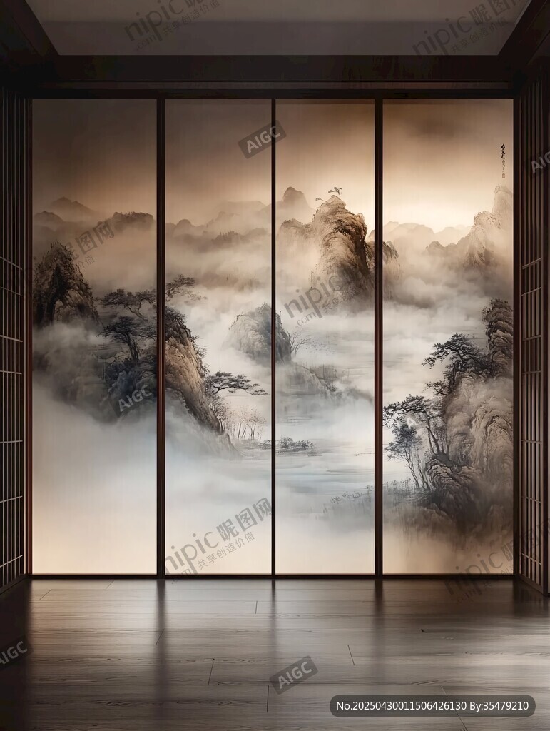 中式山水屏风 雅致空间美学