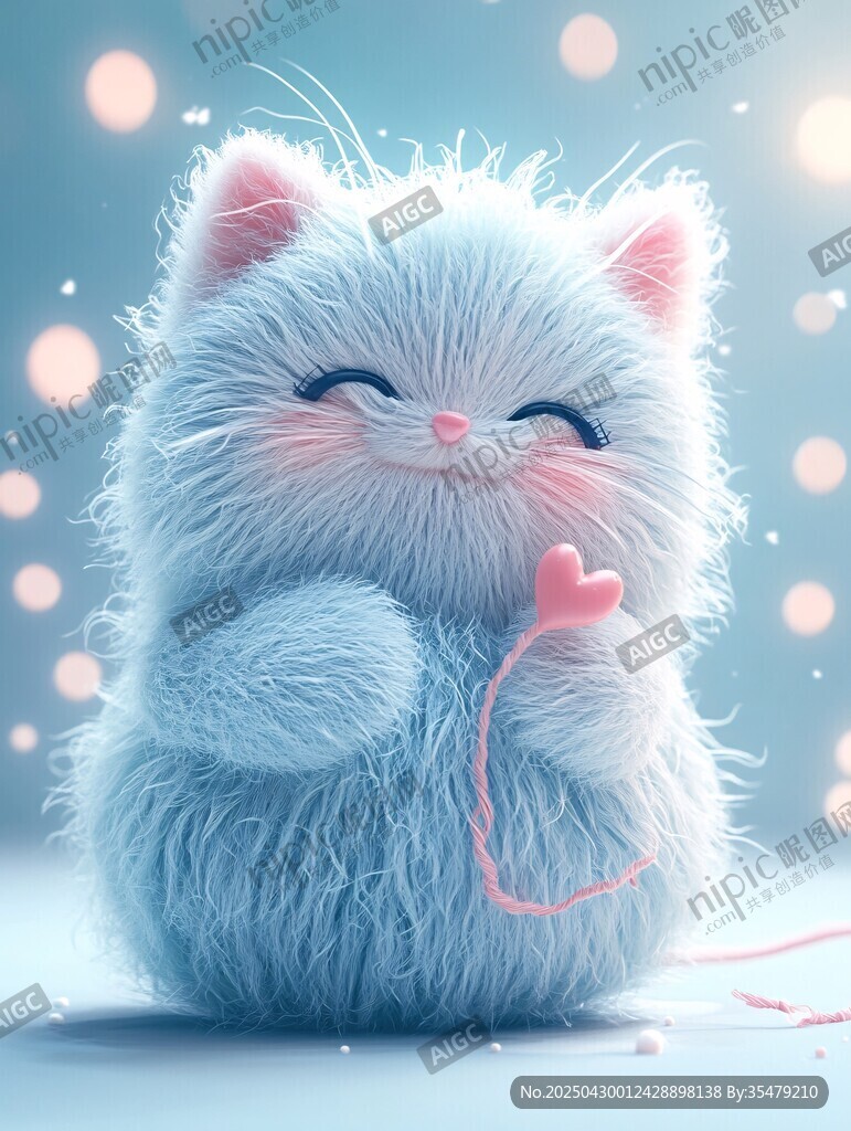 萌趣蓝猫手持爱心超可爱