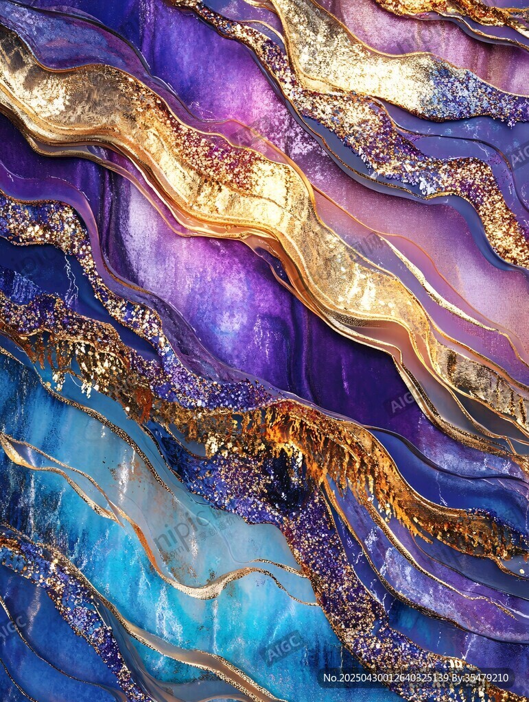 梦幻炫彩金箔流体艺术纹理