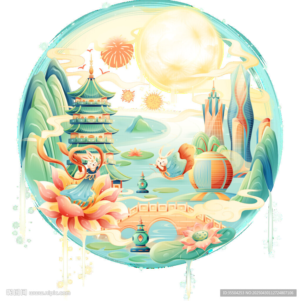 中秋地标中式风