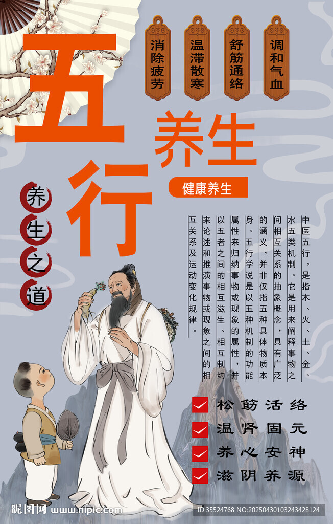 五行养生背景墙