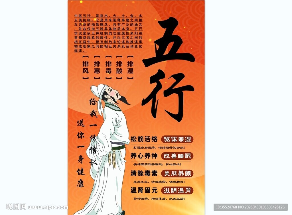 五行养生背景墙