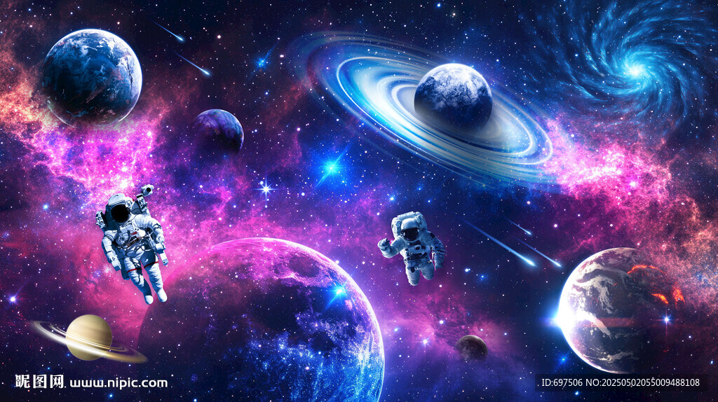 梦幻宇宙星空太空宇航员星球背景