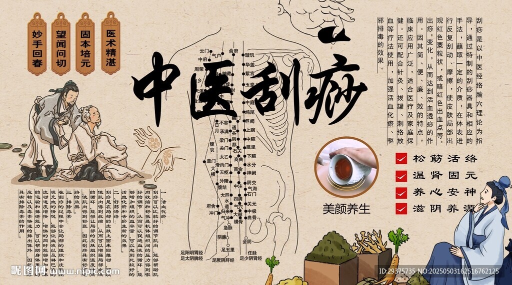 中医刮痧背景墙