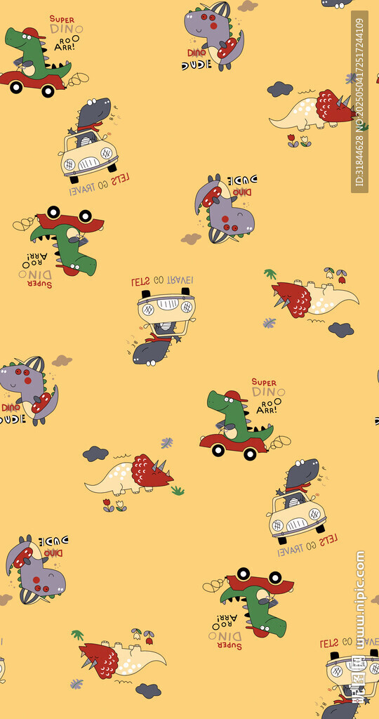 卡通动物图案的黄色背景图
