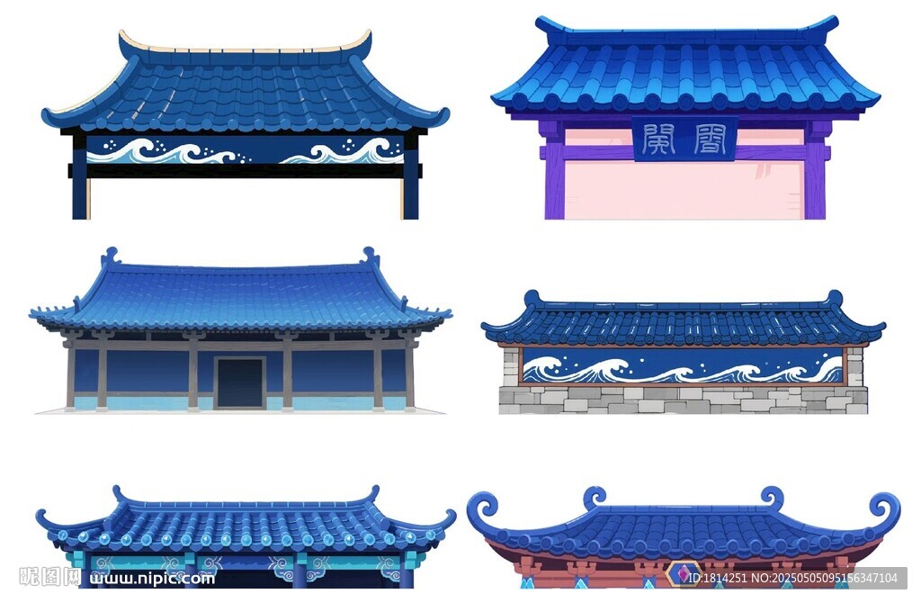 卡通中式房顶屋檐