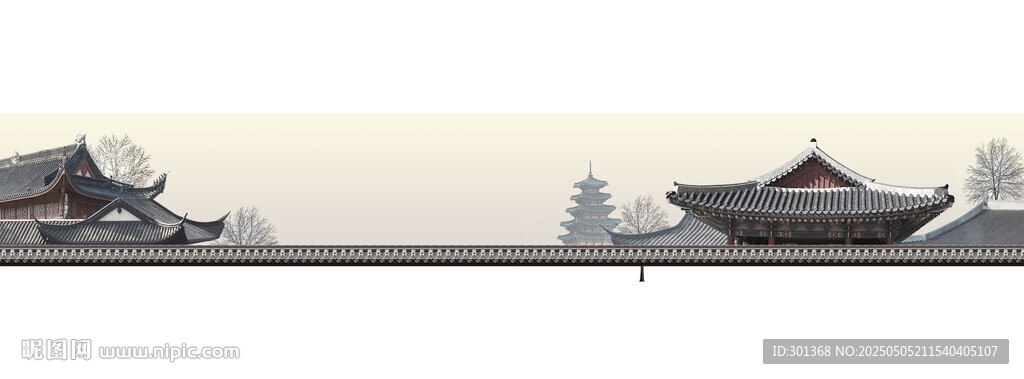 韩式古建筑风景牌匾门头