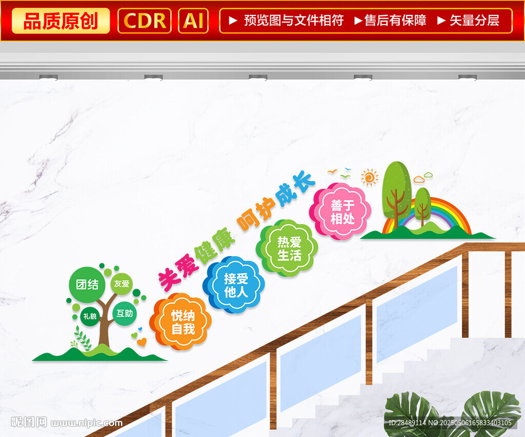 青少年心理健康楼梯文化墙