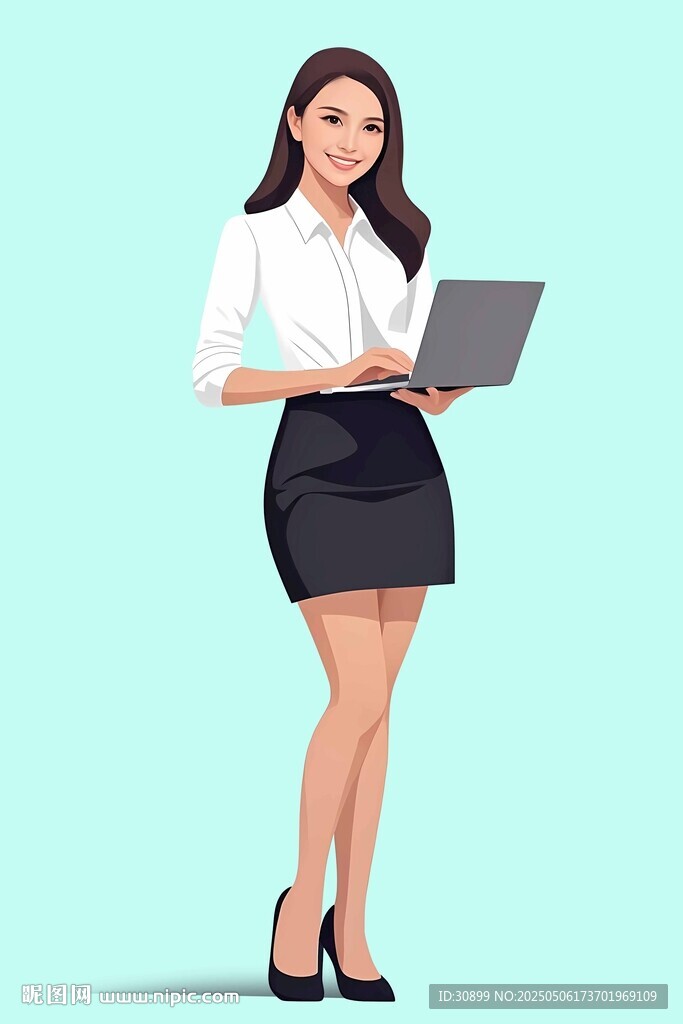 手绘扁平风格办公室职场女性