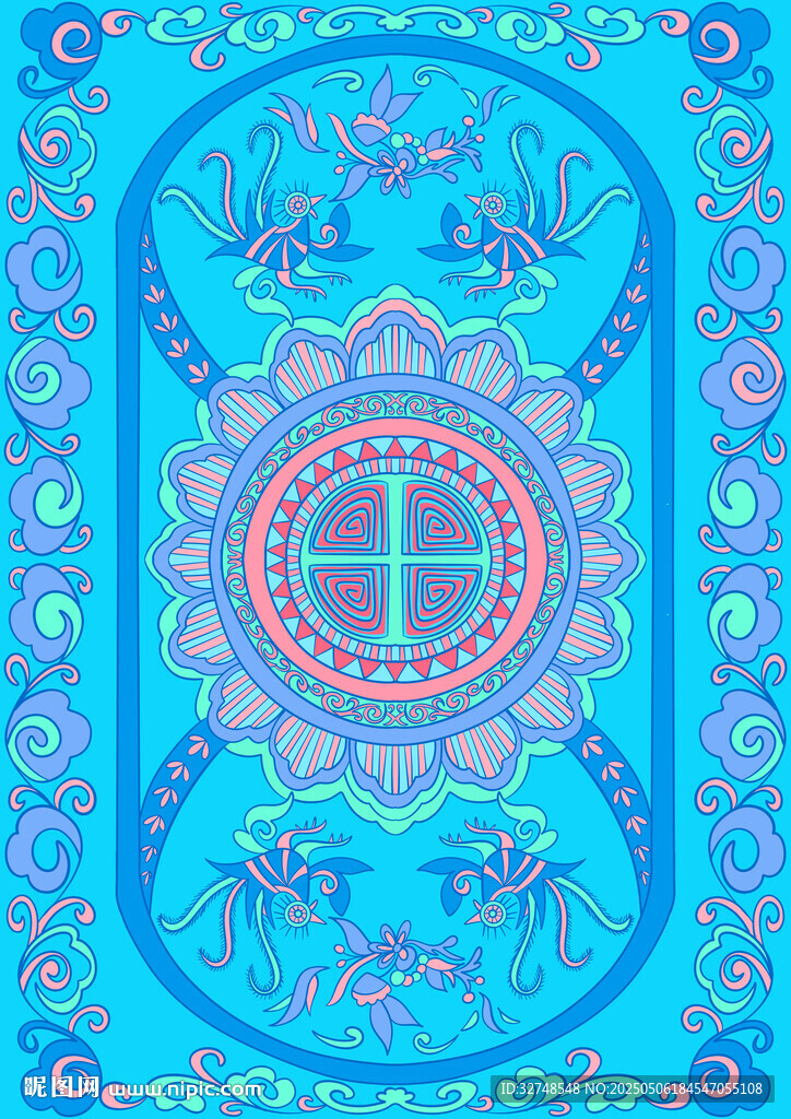 丝巾海报丝巾手绘插画 图案花纹
