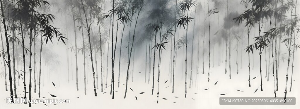 水墨竹林背景贴图