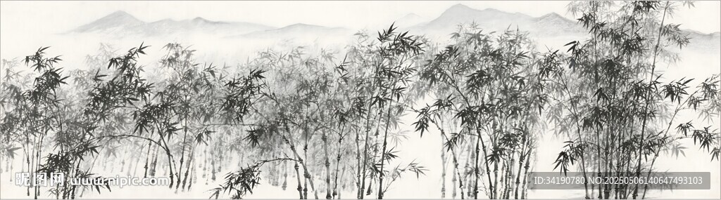 水墨竹林背景贴图