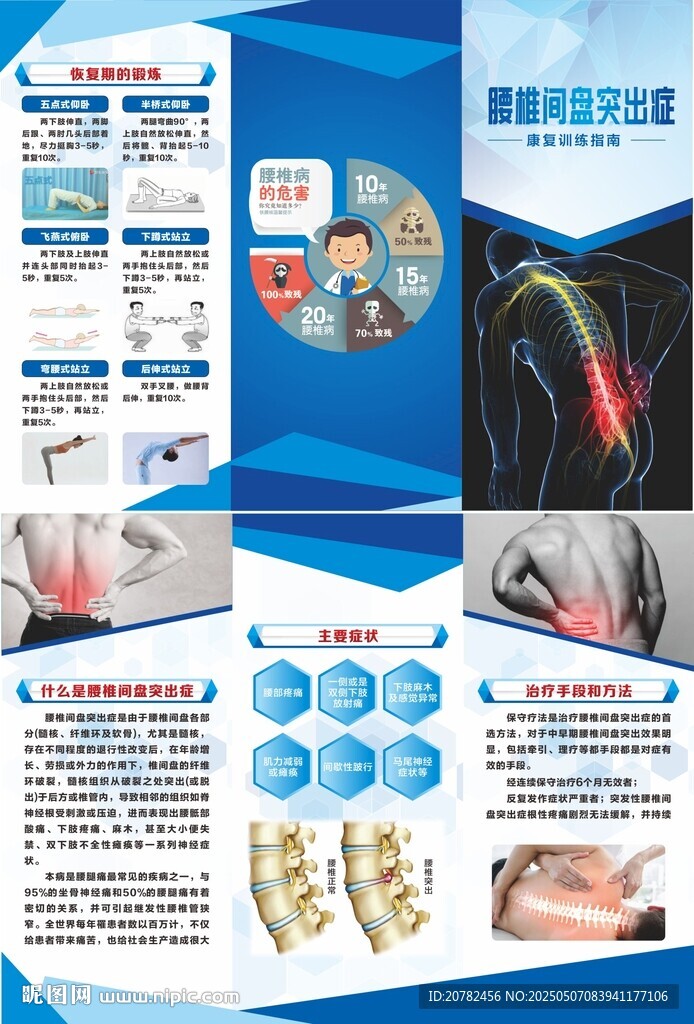 腰椎间盘突出康复训练指南三折页