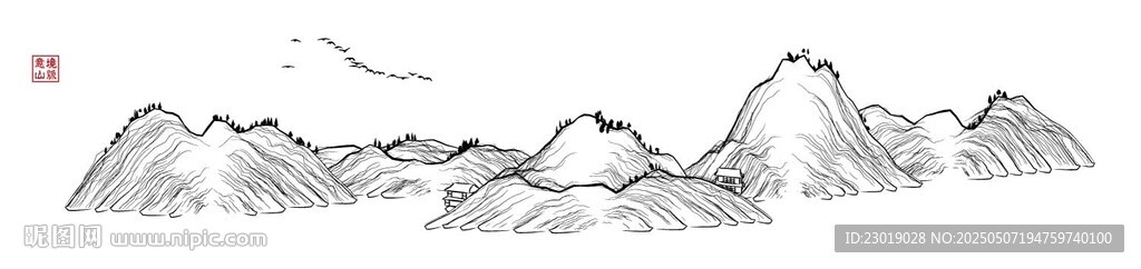 水墨山水线条图