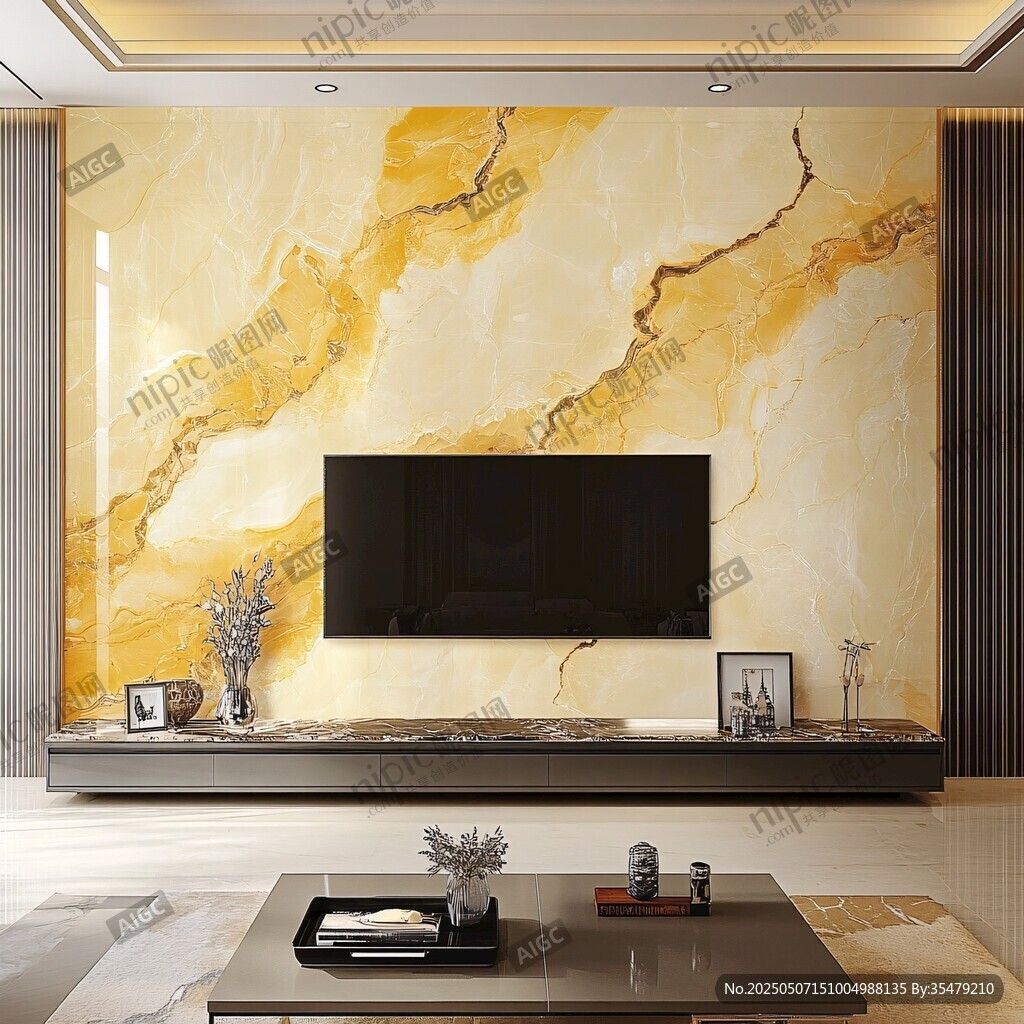 奢华大理石电视背景墙设计