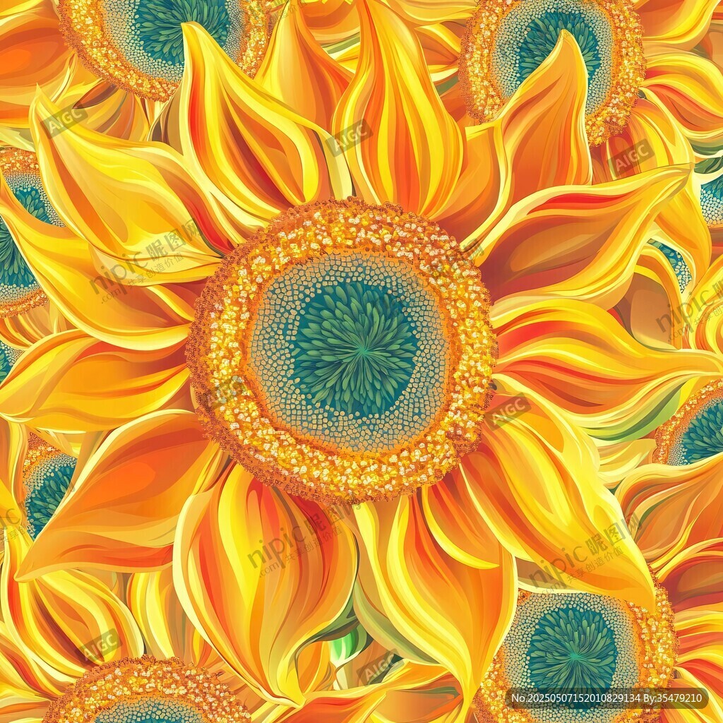向日葵花卉图案艺术插画