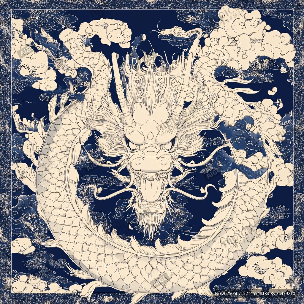 中式祥龙云纹传统图案