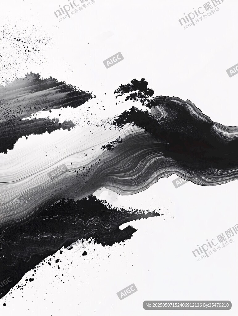 墨韵舞动的抽象艺术画面
