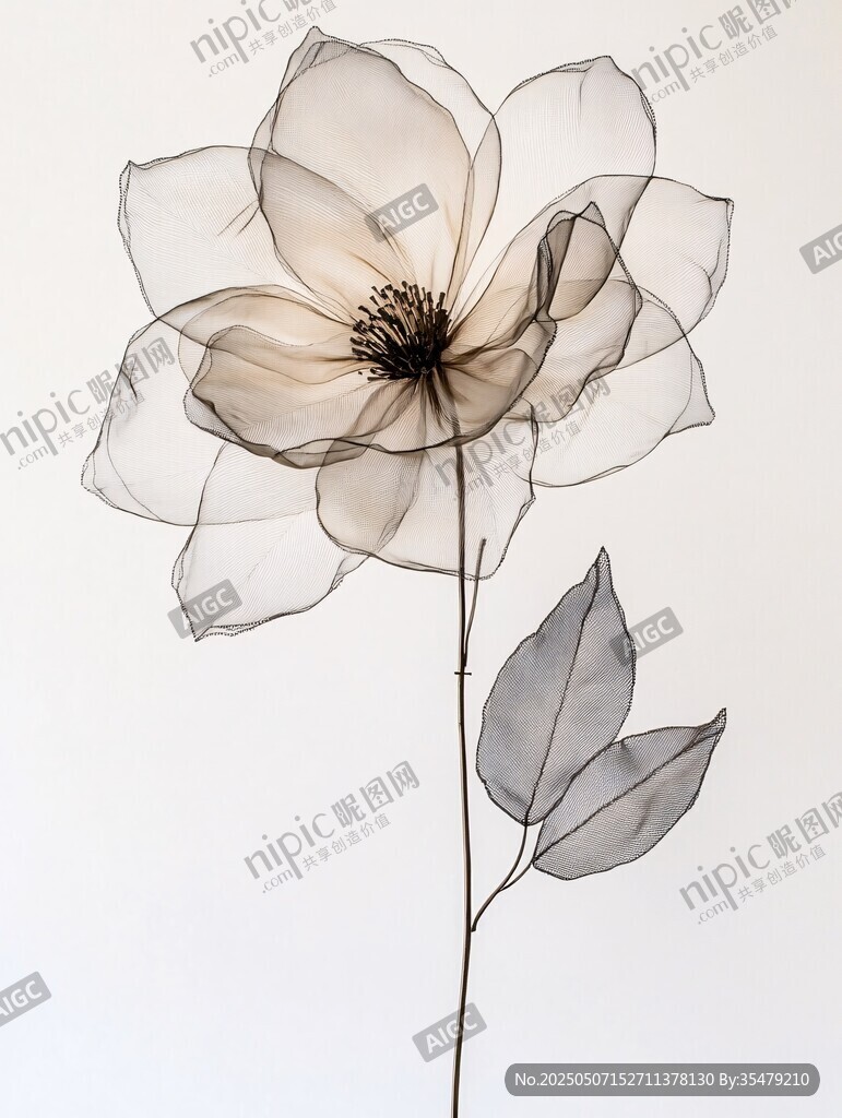 透明质感艺术花卉插画