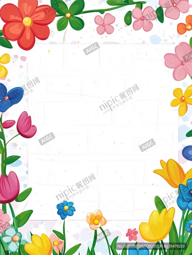 缤纷花卉边框背景图