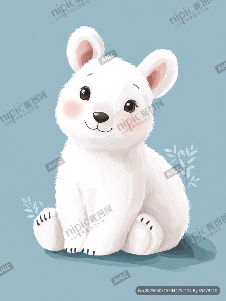 可爱小白熊的温馨插画