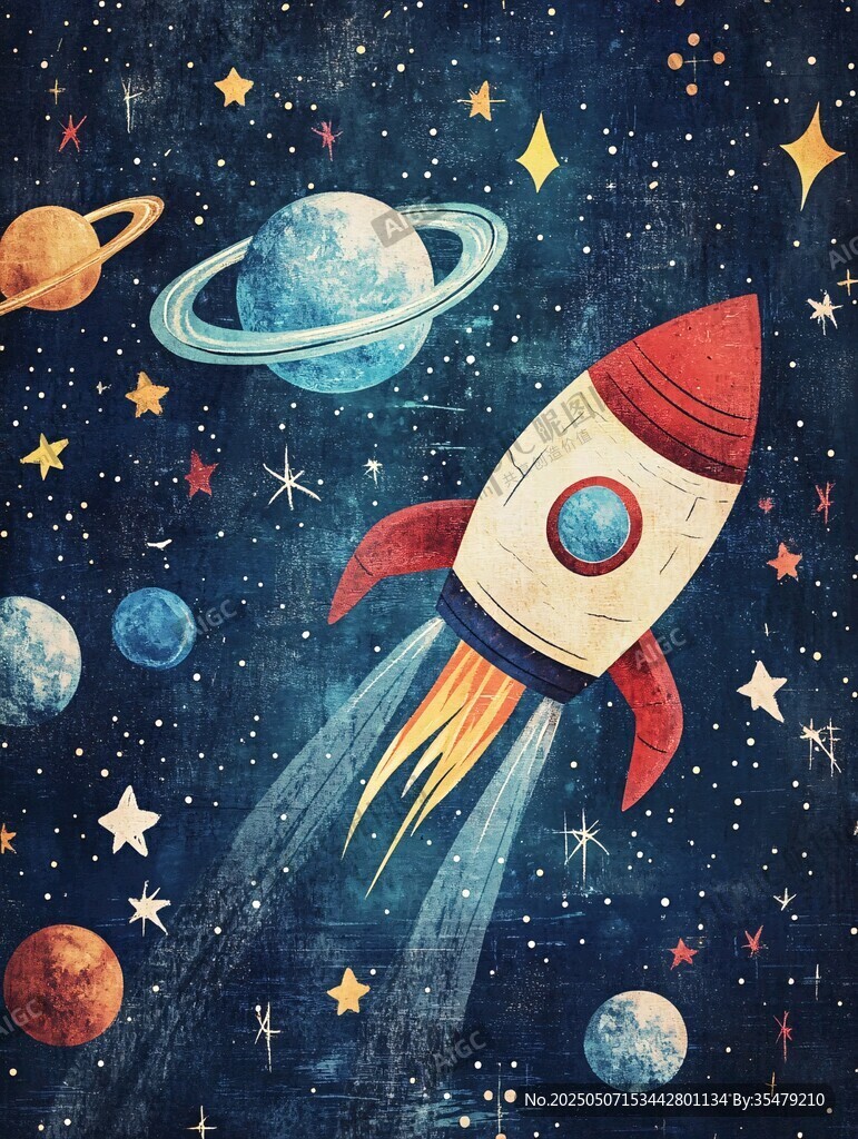 火箭遨游璀璨星空