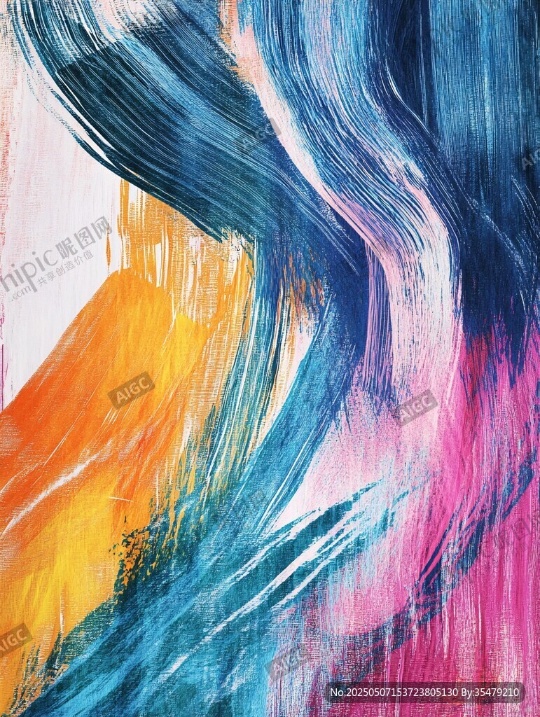 绚丽多彩抽象笔触艺术画