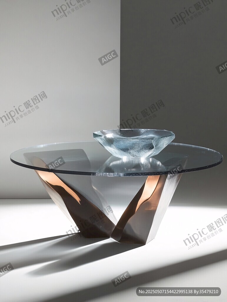 现代简约玻璃金属茶几