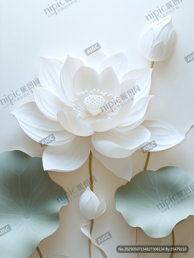 立体纸艺白莲花优雅绽放