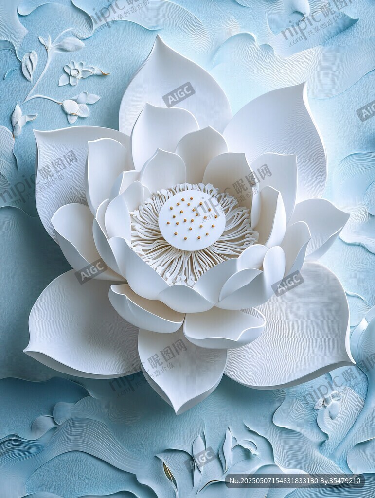 立体纸艺白莲花装饰图