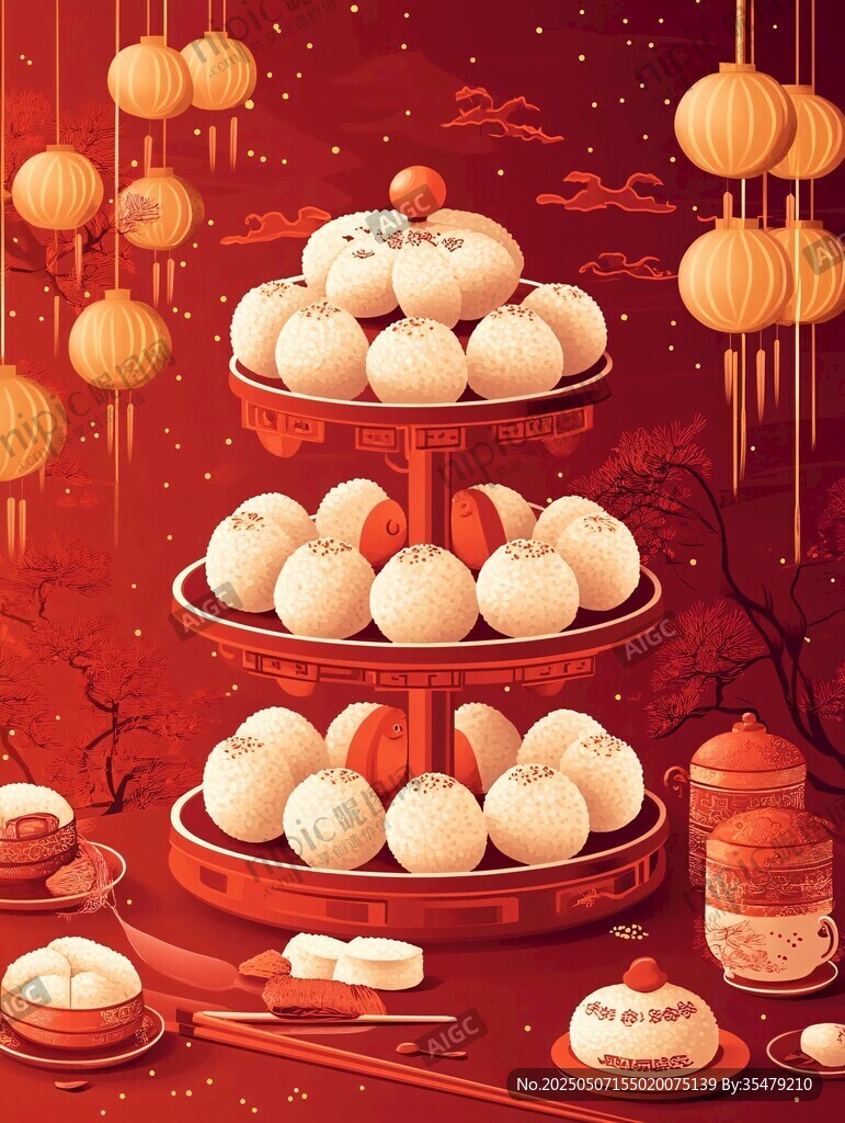 中式喜庆场景下的精美点心