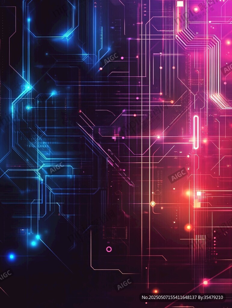 炫彩科技风电路背景图