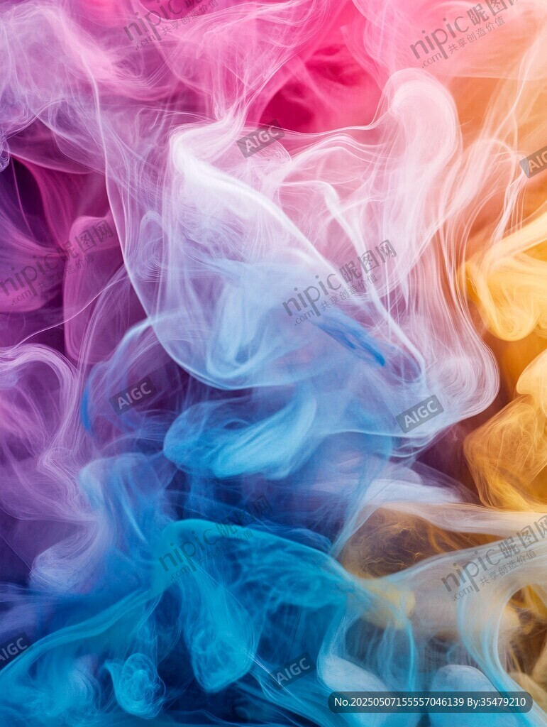 彩色烟雾交织梦幻画面
