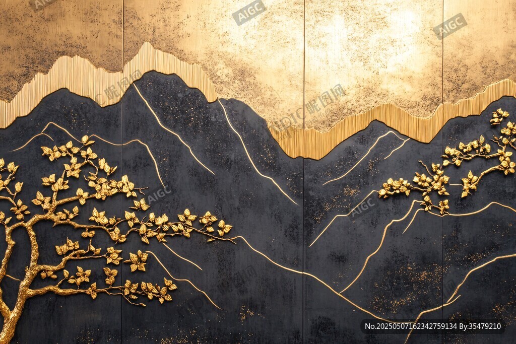 金枝墨山中式艺术装饰画