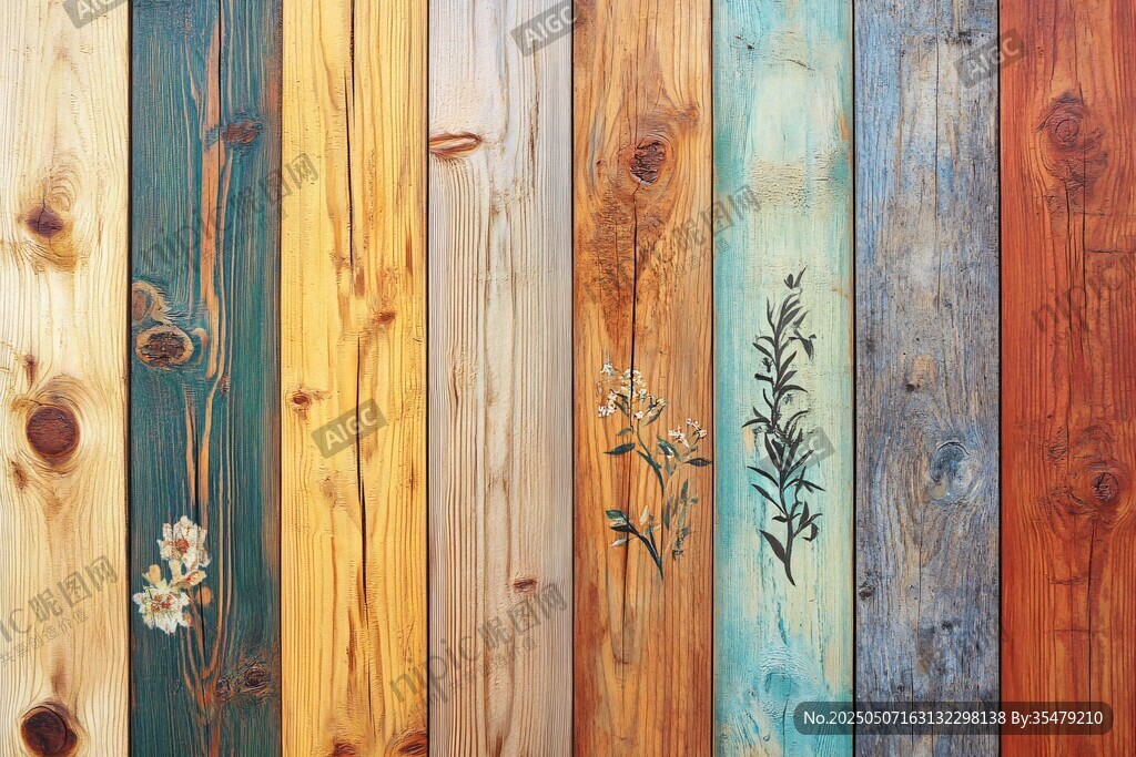 多彩手绘木板拼接纹理