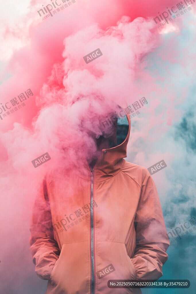 烟雾中的神秘着装者