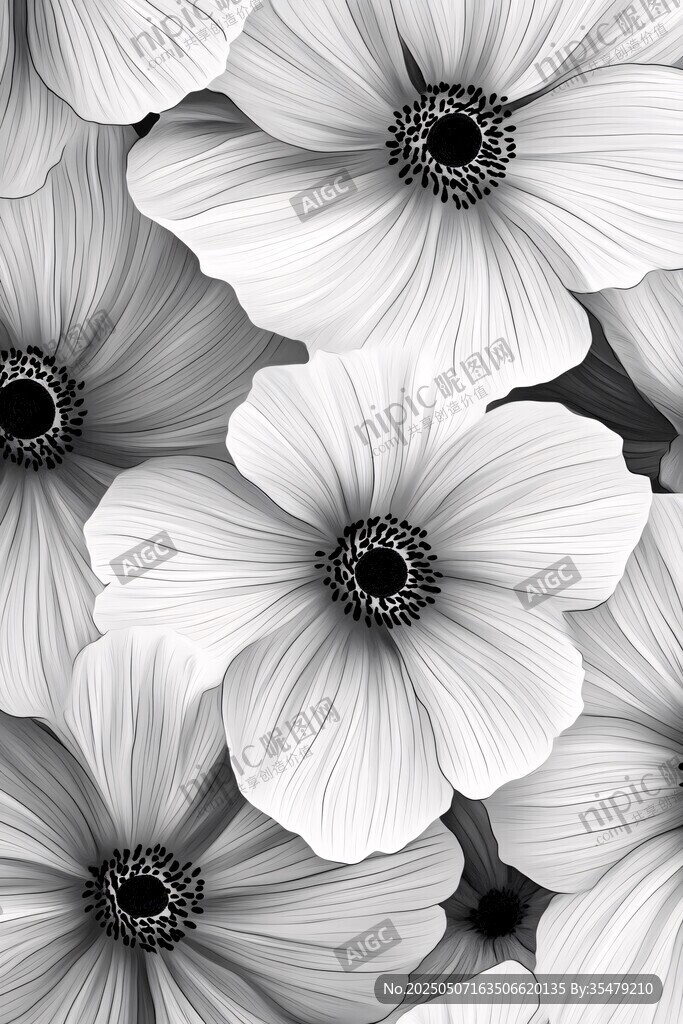 黑白花卉图案背景纹理