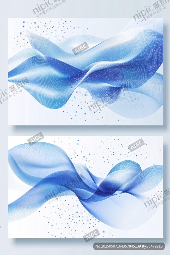 梦幻蓝调流动抽象艺术画