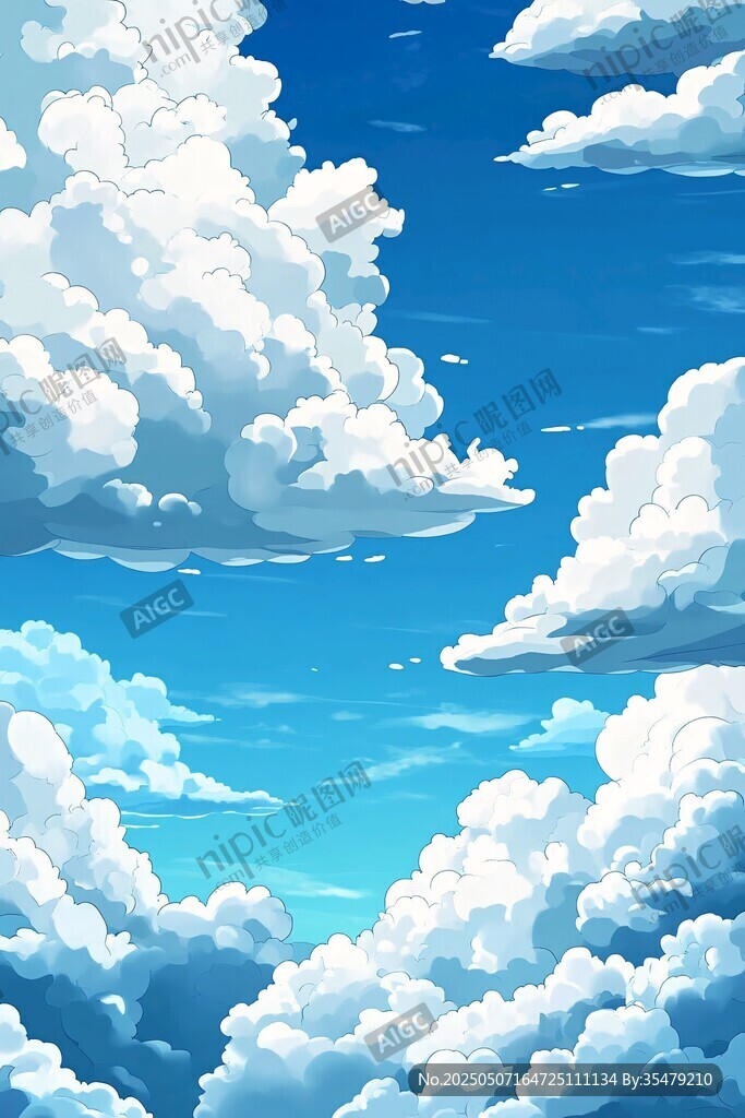 梦幻蓝天与蓬松云朵