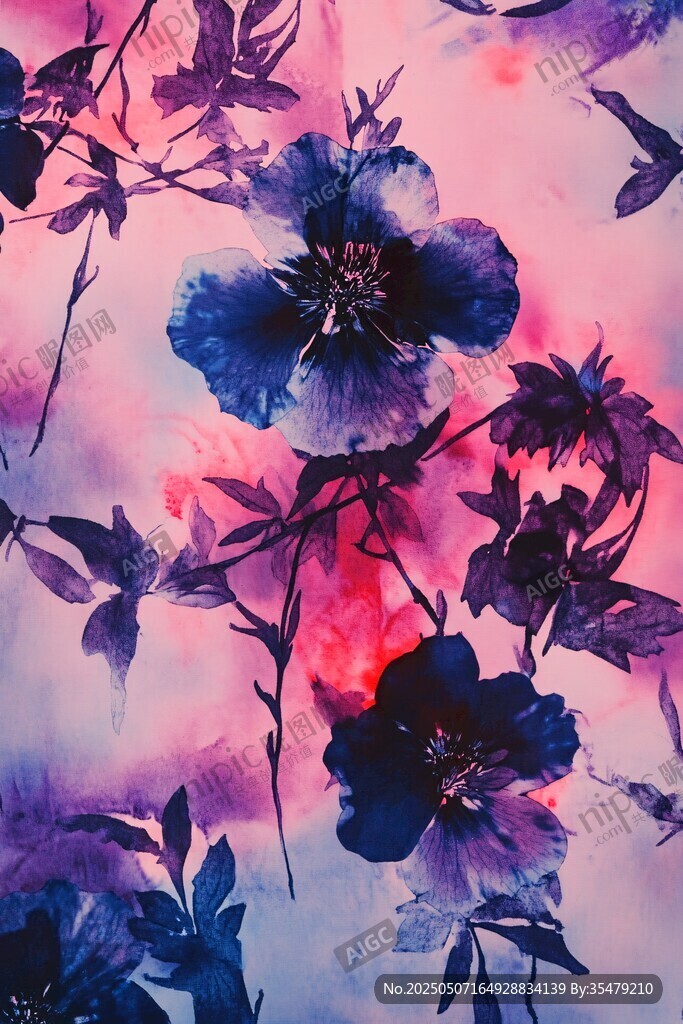 梦幻水彩花卉图案