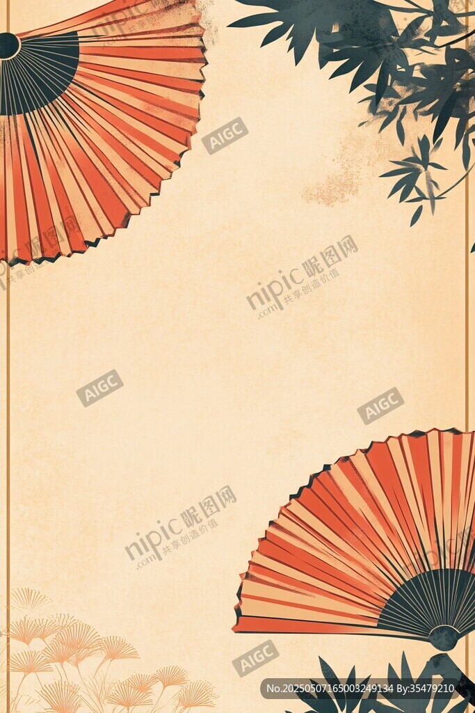 中式折扇花卉古风背景图