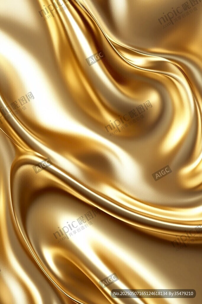 金色流动质感金属纹理背景