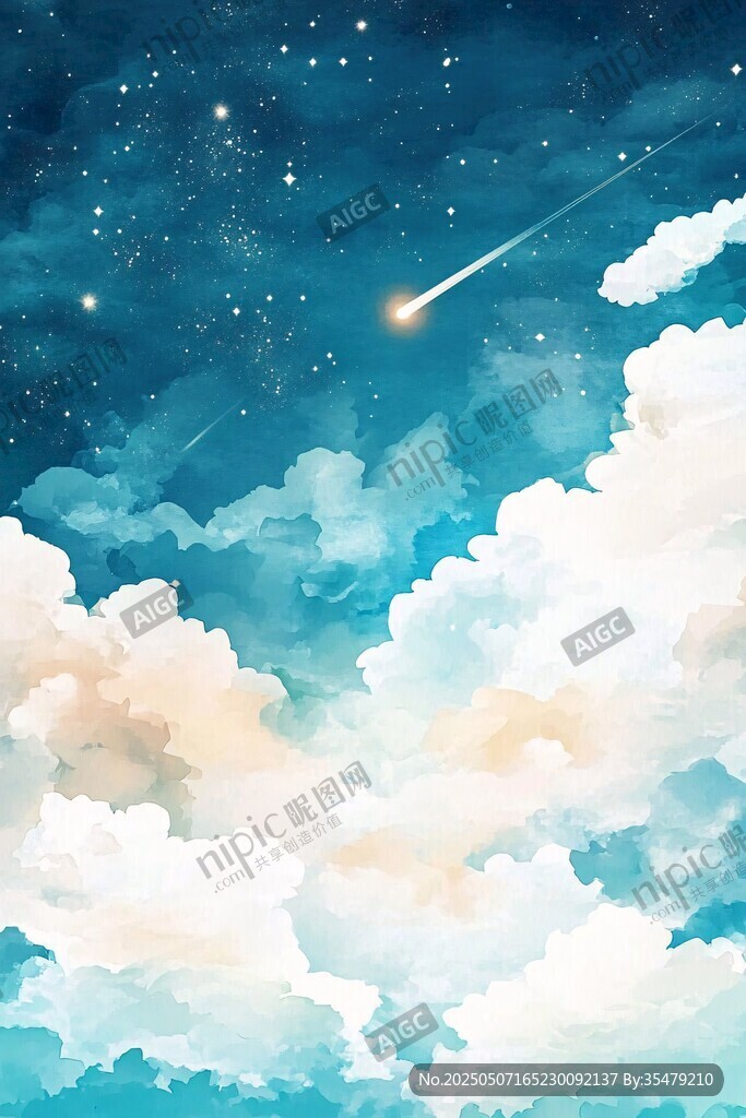梦幻星空下的绚烂云朵